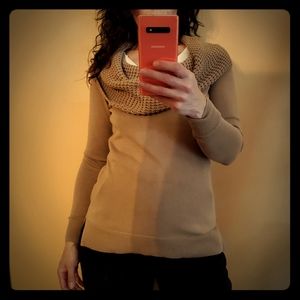 Michael Kors Tan Knit Cowl Sweater